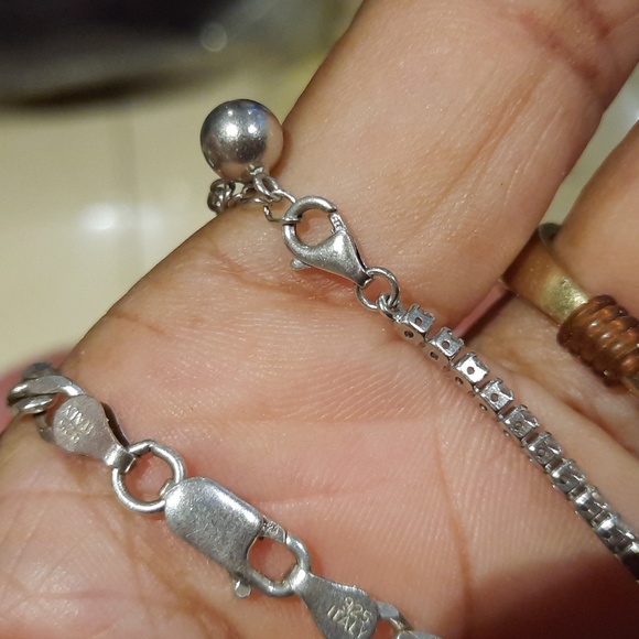 NWT AUTHENTIC GENUINE SOLID STERLING SILVER CZ & CURB LINK BRACELETS - Picture 6 of 7